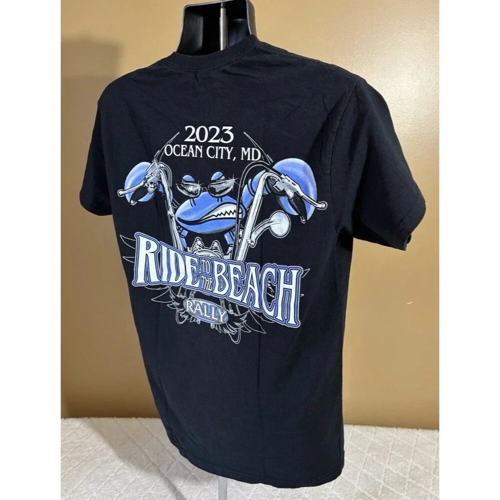 2023 Ocean City MD Ride To The Beach Rally 2 Sided Crab Motorcycle Tee Size M